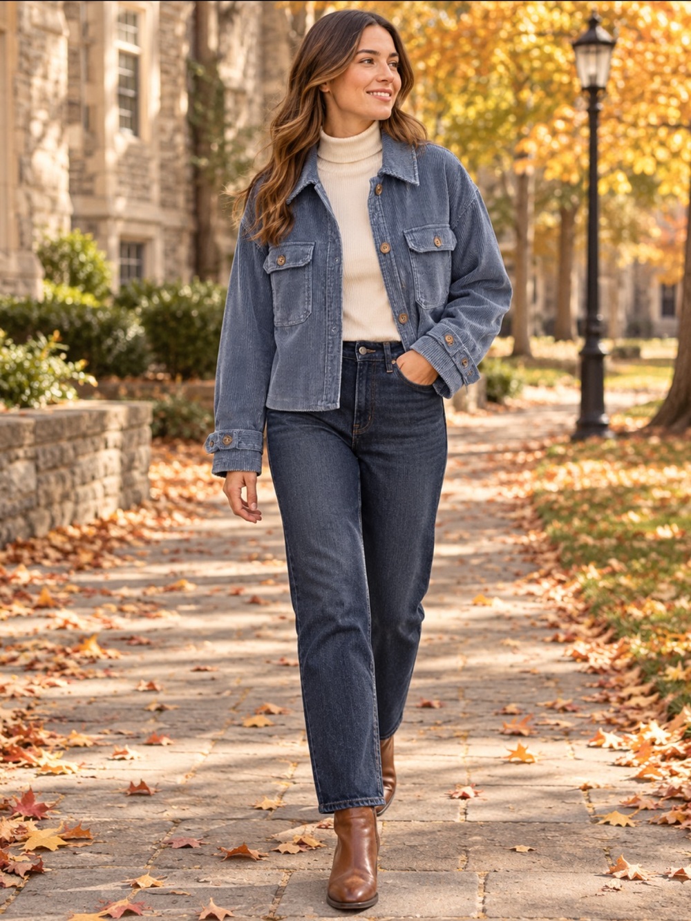 Avec Les Filles Blue Corduroy Shirt Jacket Shacket Size L